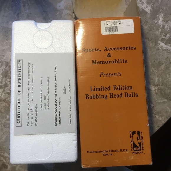NBA David Robinson San Antonio Spurs 1994 Bobbling Head NICE! (#137of 3000) LE - Picture 10 of 16